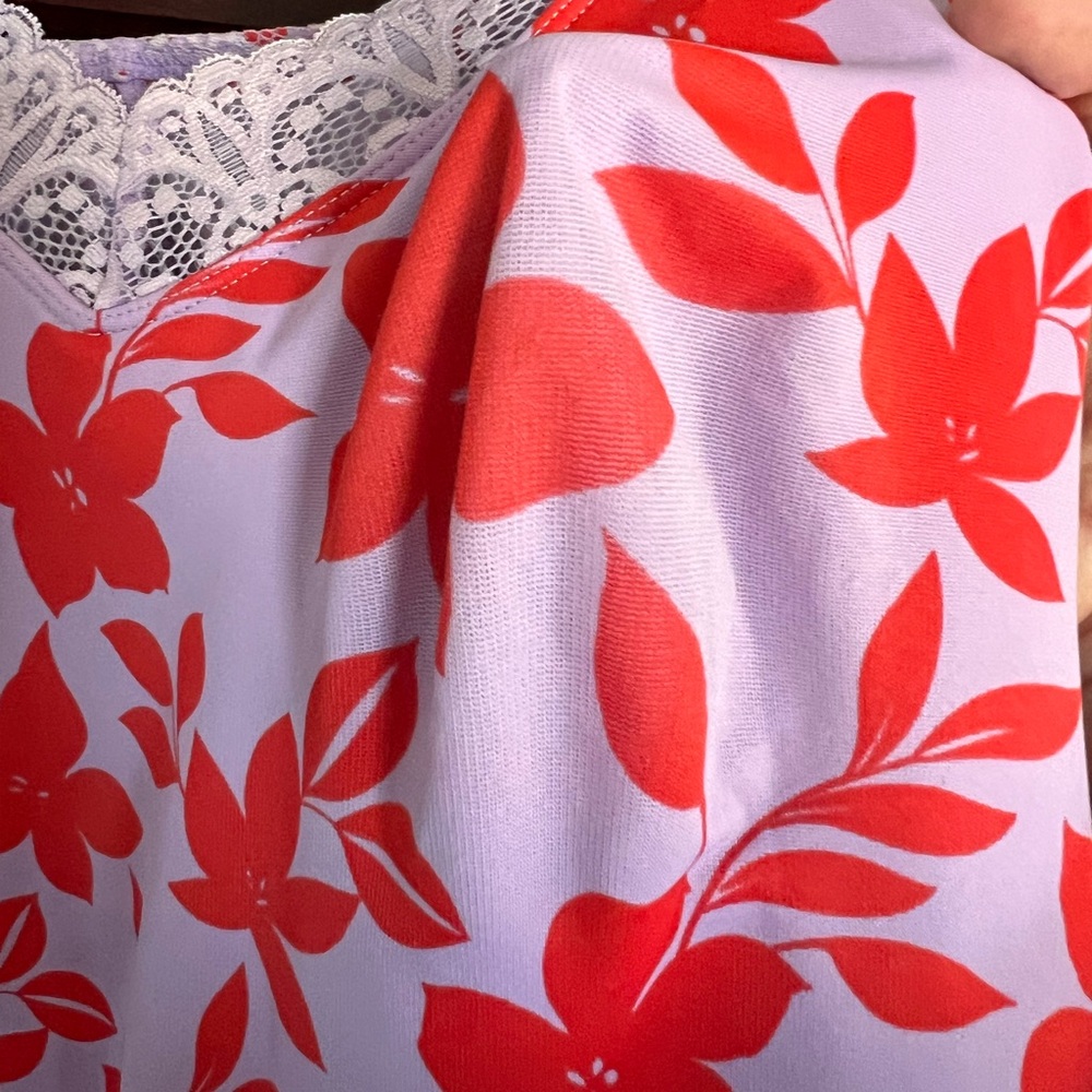 Ruby Ribbon Diva Lace Cami Floral Hibiscus Pink Purple size 42 - Picture 11 of 13